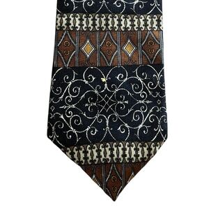 Barbara Blank Black and Brown Patterned Silk Men's Tie
